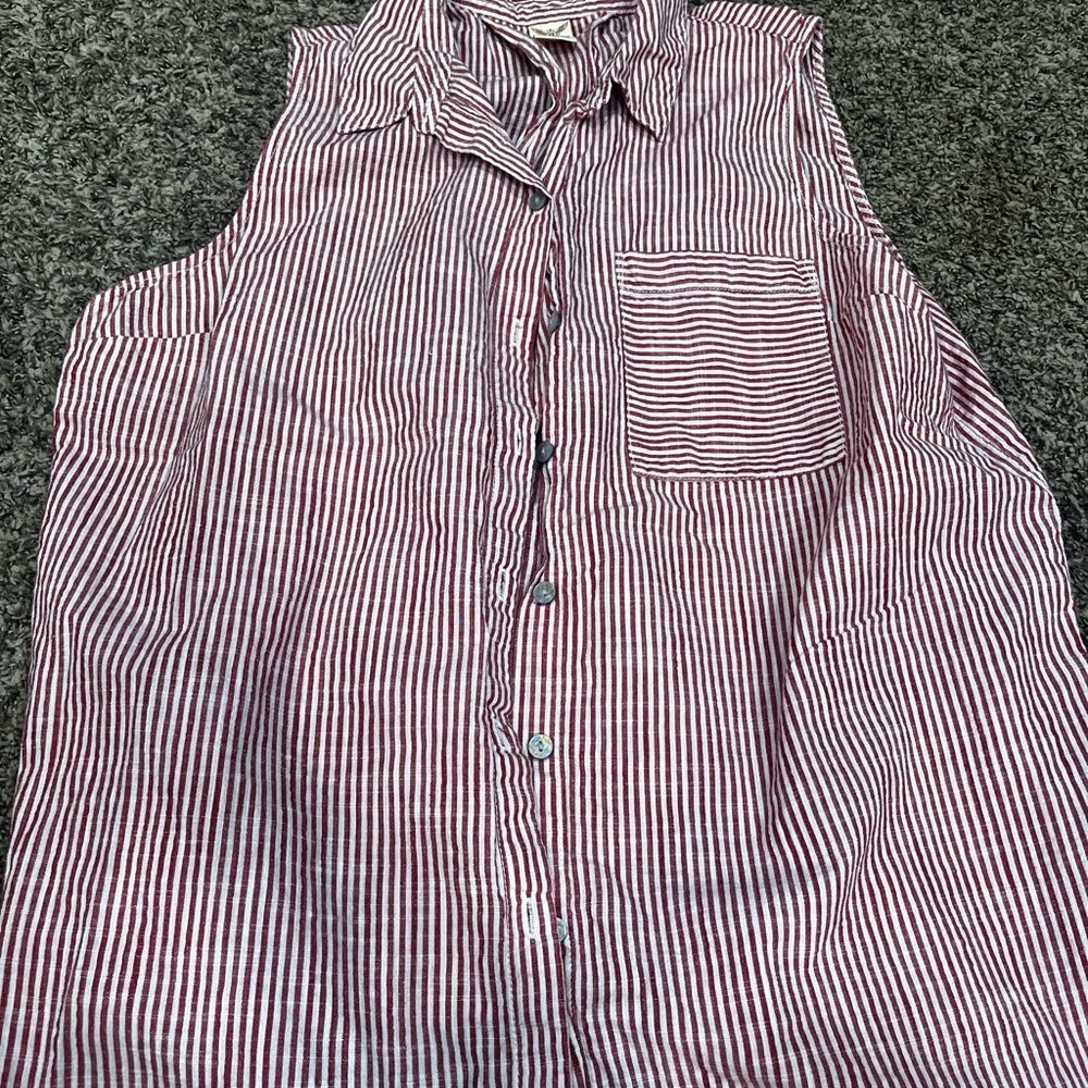 Faded Glory Red and White Striped Top